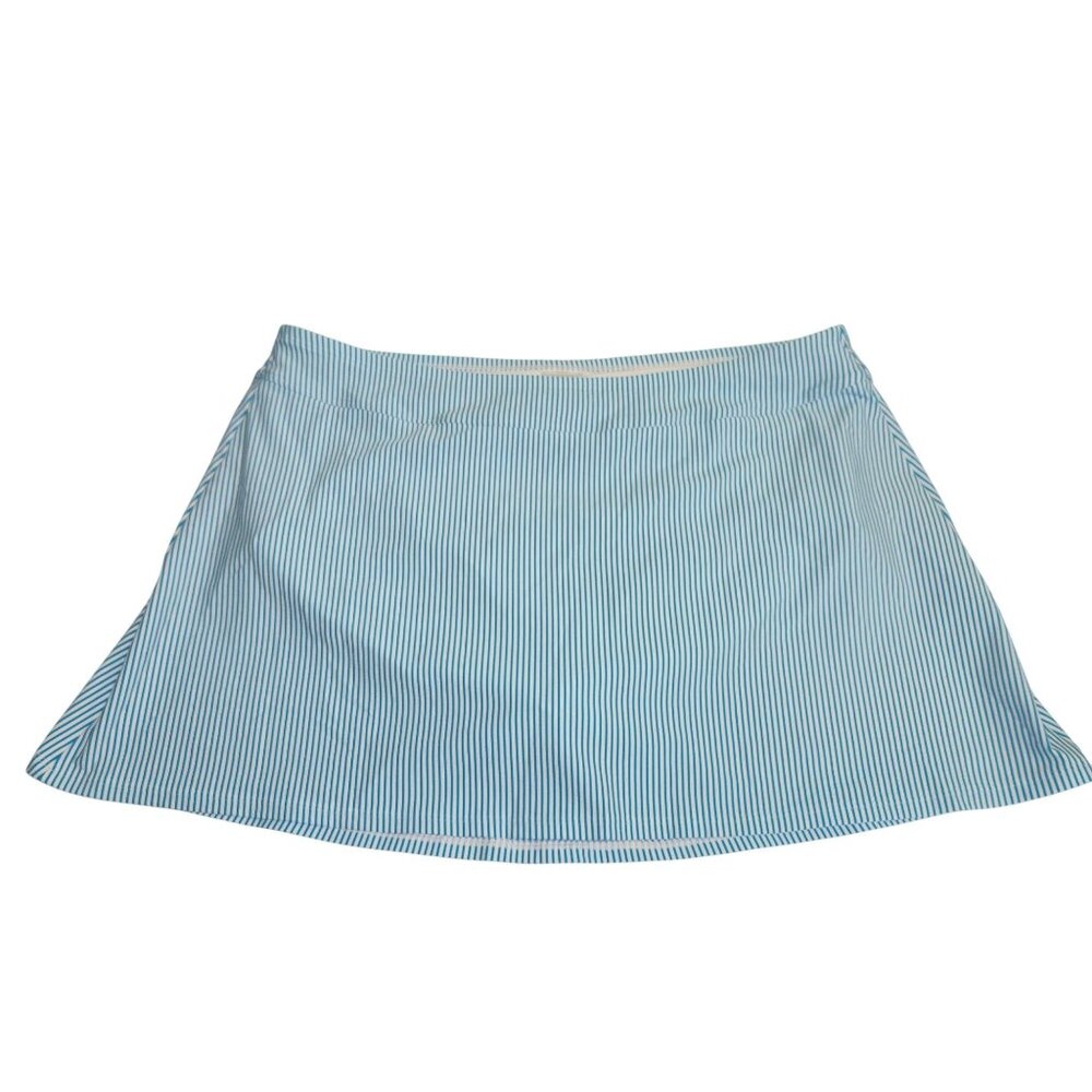 Lands End 18W Blue & White Striped Swim Skirt Built-In Briefs. 3675